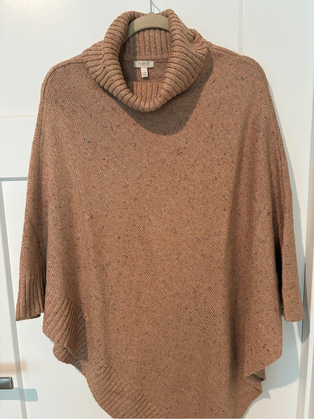 Talbots Camel Speckled Turtleneck Poncho